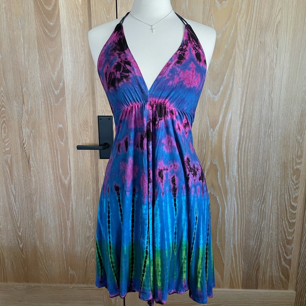 Tie dye halter dress